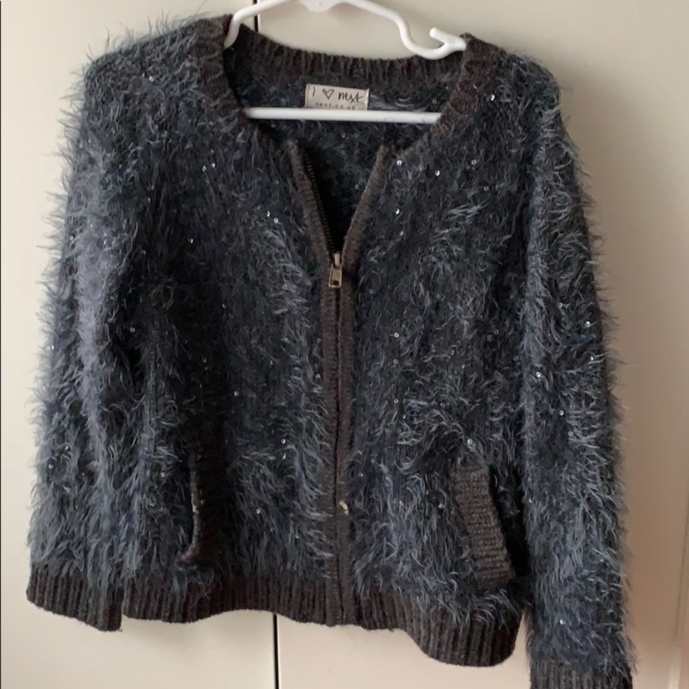 Shag cardigan with sequins detail